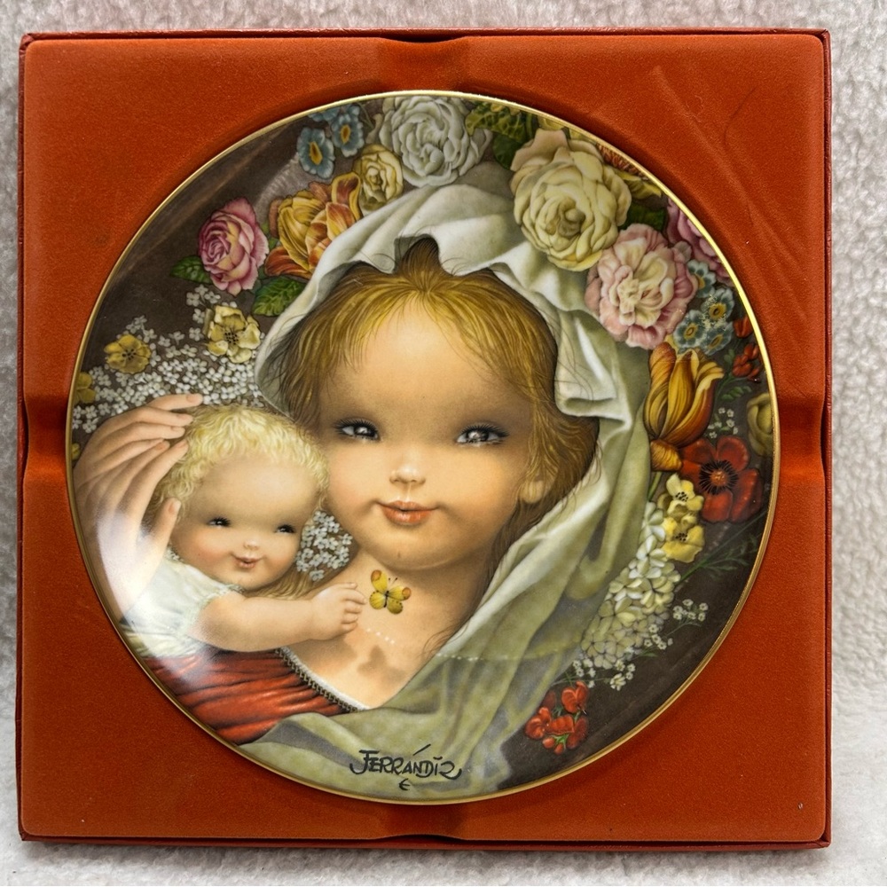 Jerrandie Schmid 10" plate"Floral Mother & Child" Juan Ferrandiz 1978